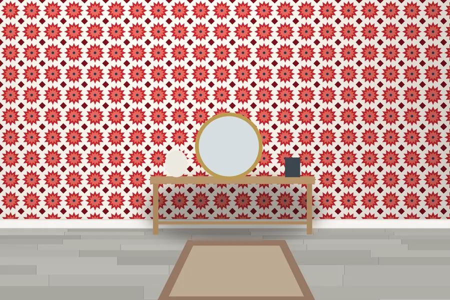 Wadham Moorish Star Wallpaper in a room