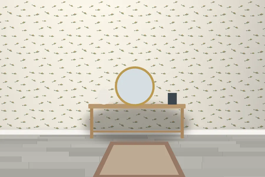 Mallory Flock of Birds Wallpaper in a room