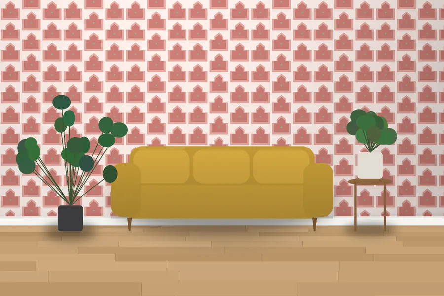 Aster Ziggurat Wallpaper in a room