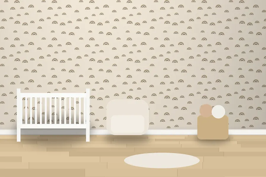 Ellery Little Rainbows Wallpaper in Oatmeal