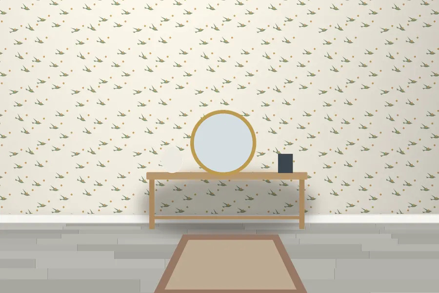 Hepworth Flying Crane Wallpaper in a room
