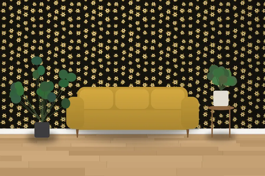 Sheldon Rosette Floral Wallpaper in a room