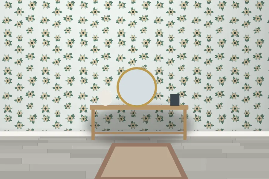 Copley Rosette Floral Wallpaper in a room