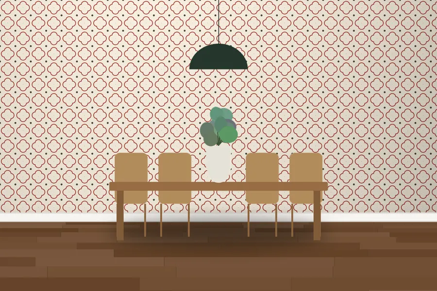 Warwick Quatrefoil Wallpaper in a room
