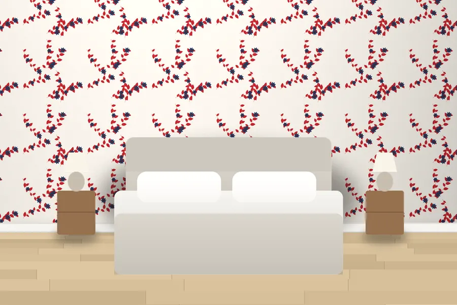 Fielding Orchard Wallpaper in a room