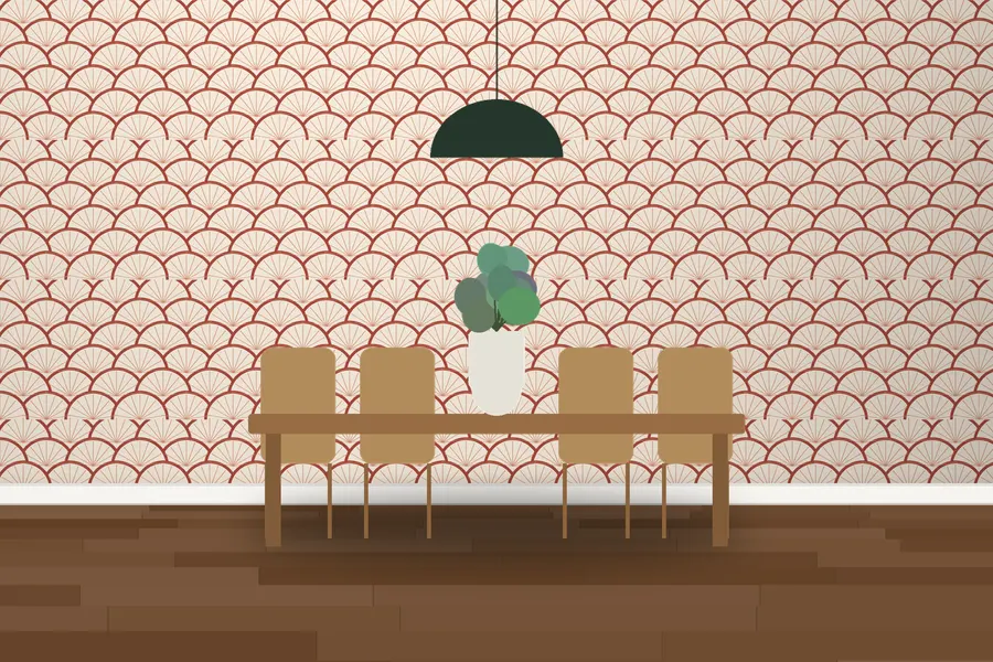 Lowry Deco Fan Wallpaper in a room