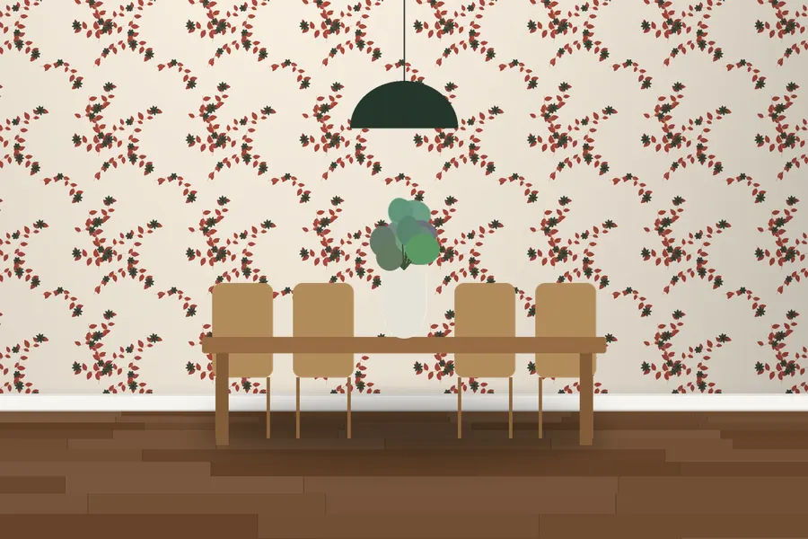 Whitby Briar Rose Wallpaper in Brick & Bone