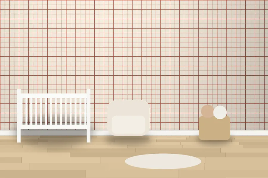 Mallory Windowpane Check Wallpaper in a room