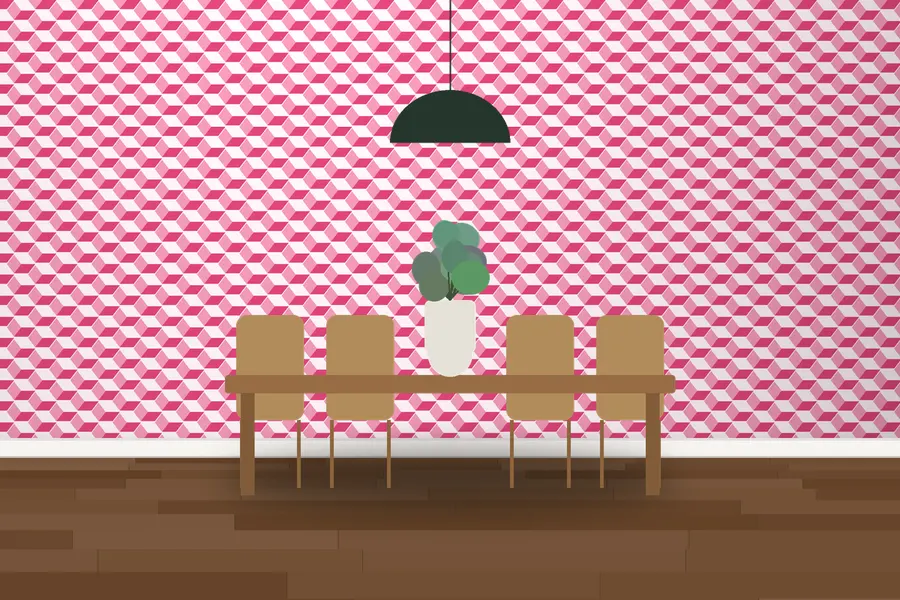 Edmund Tumbling Block Wallpaper in a room