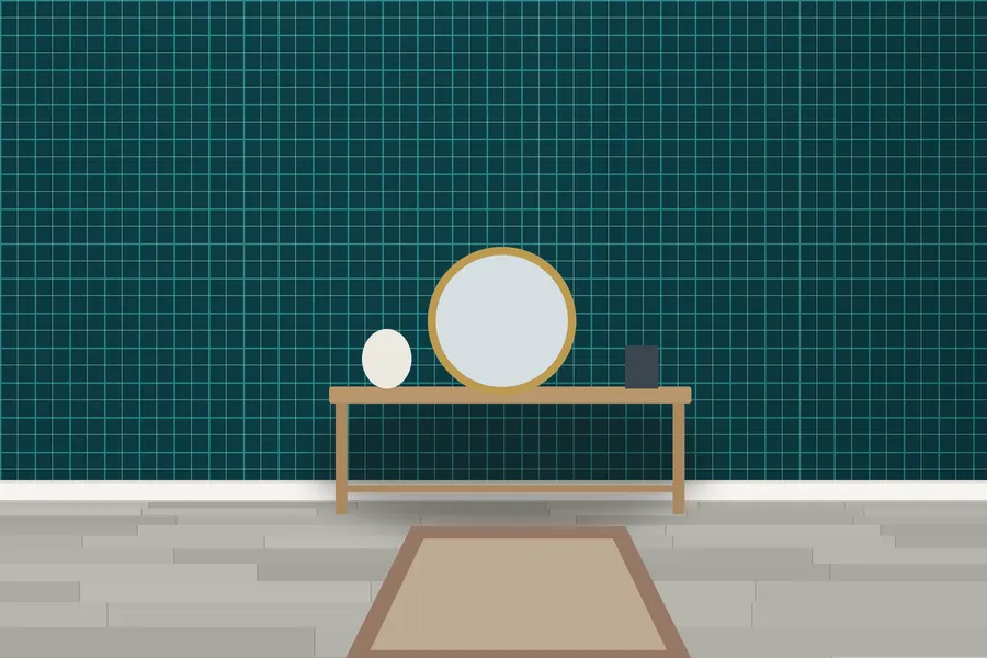 Copley Windowpane Check Wallpaper in a room