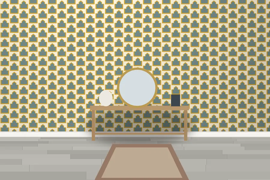Pelham Ziggurat Wallpaper in a room
