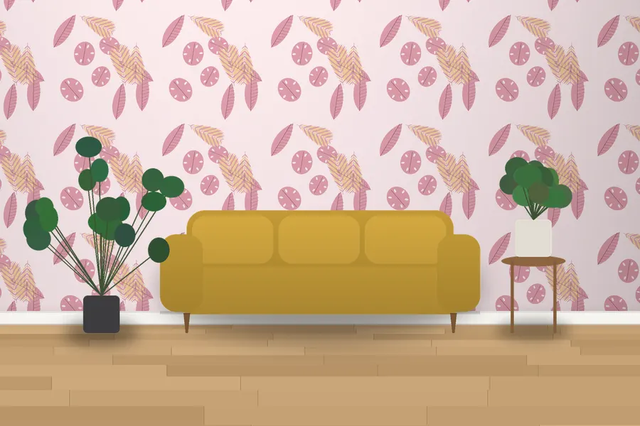 Bramley Palm Leaf Wallpaper in a room