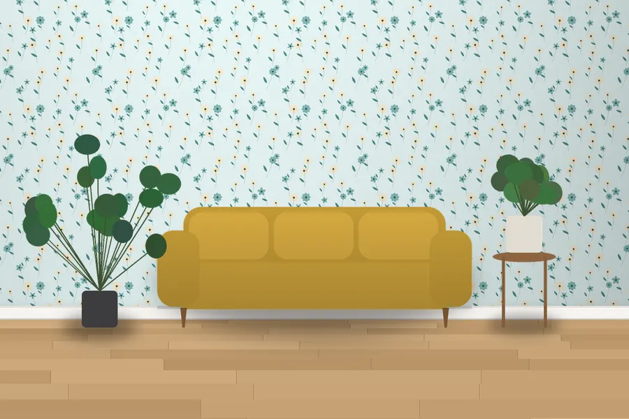 Elmhurst Wild Meadow Wallpaper in a room