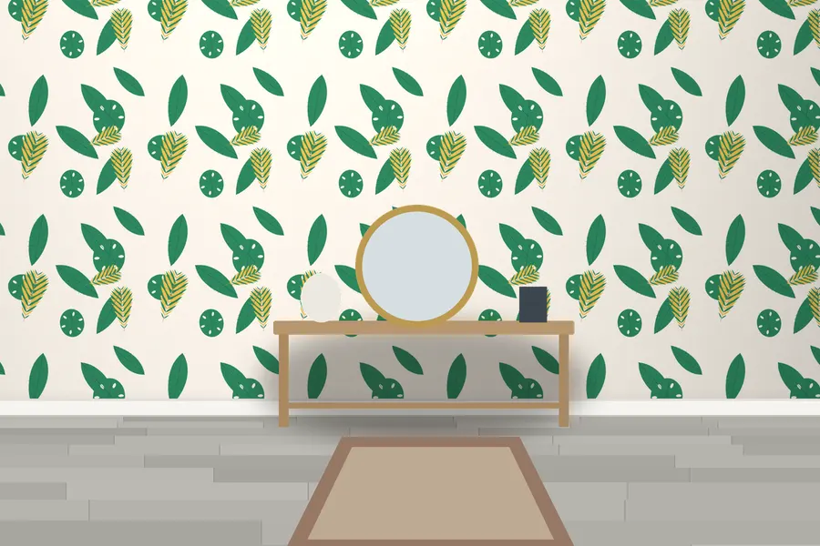Winter Palm Leaf Wallpaper in Tropical Punch