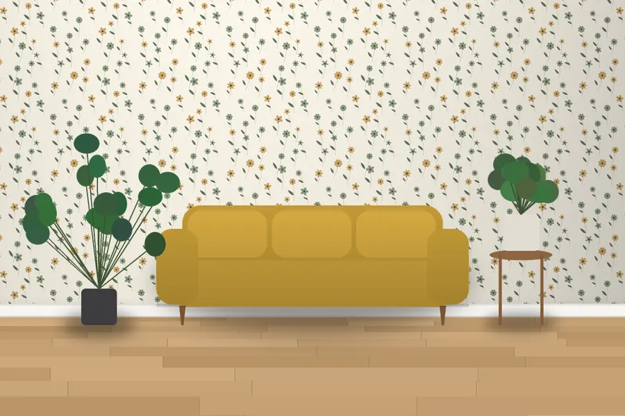 Yarrow Wild Meadow Wallpaper in a room