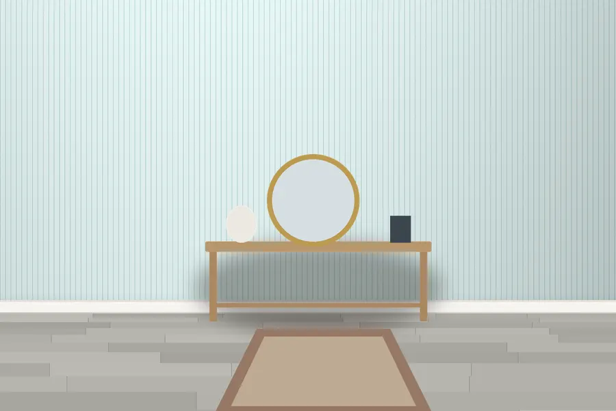 Cleve Pinstripe Wallpaper in a room