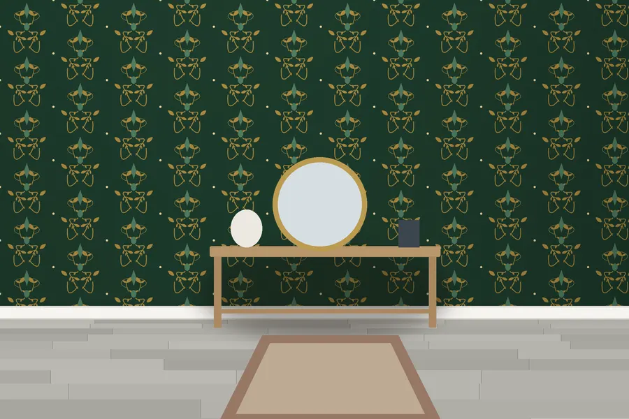 Aster Regency Damask Wallpaper in a room