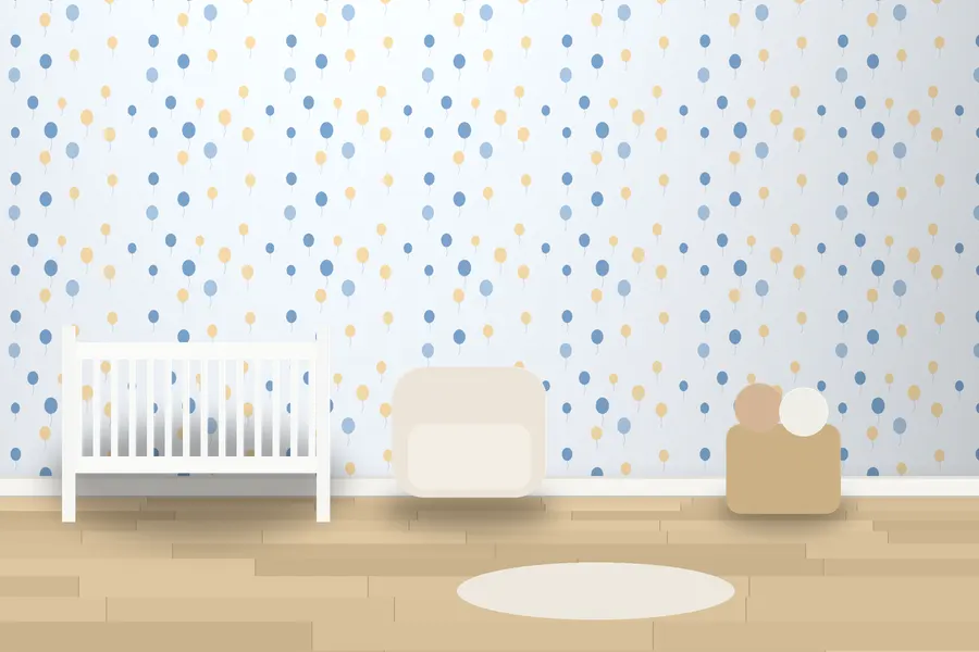 Edmund Balloon Party Wallpaper in Sky Wash