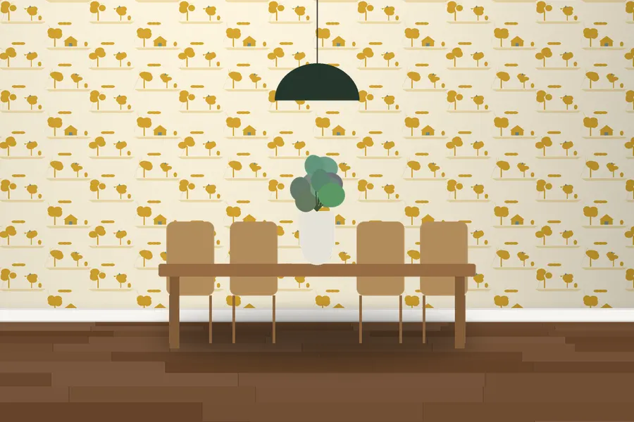 Jessamy Country Scene Wallpaper in Mustard Mid