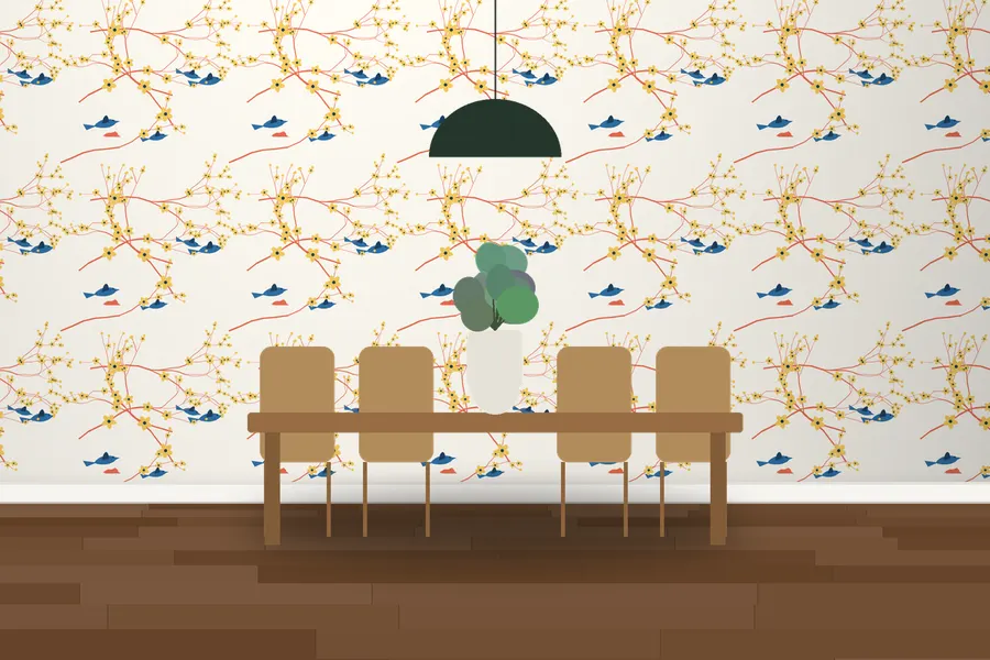 Sloane Blossom Branch Wallpaper in Riviera