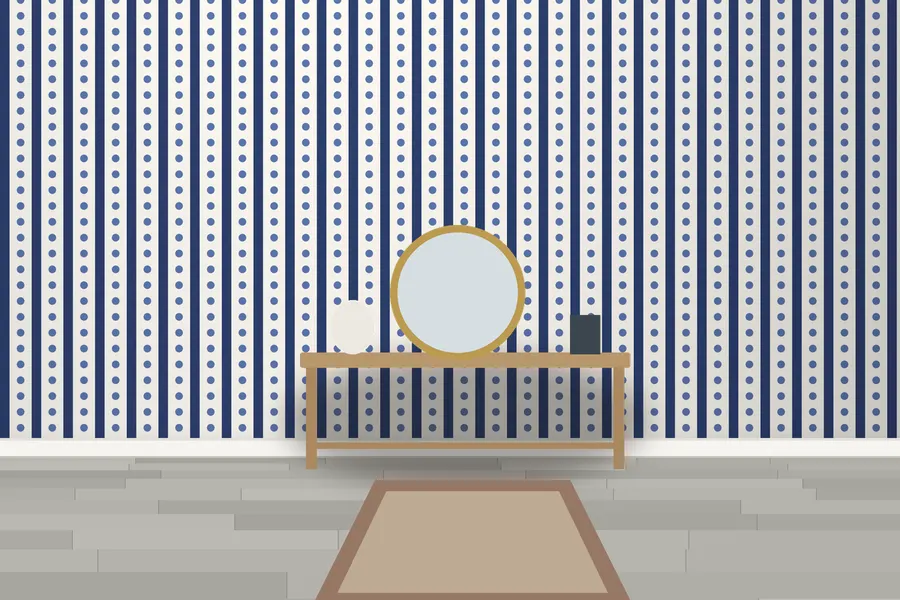 Nesbitt Dot Stripe Wallpaper in a room