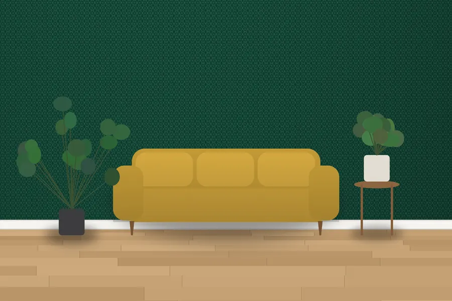 Wickham Hemp Leaf Wallpaper in Emerald Gold