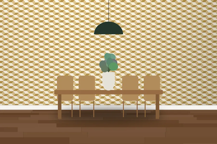 Annesley Tumbling Block Wallpaper in a room