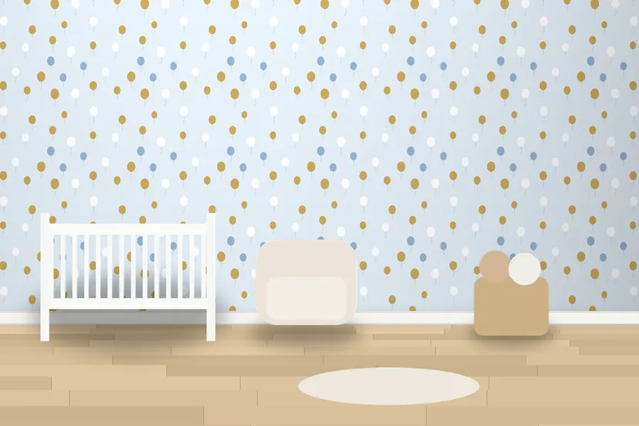 Pearce Balloon Party Wallpaper in a room