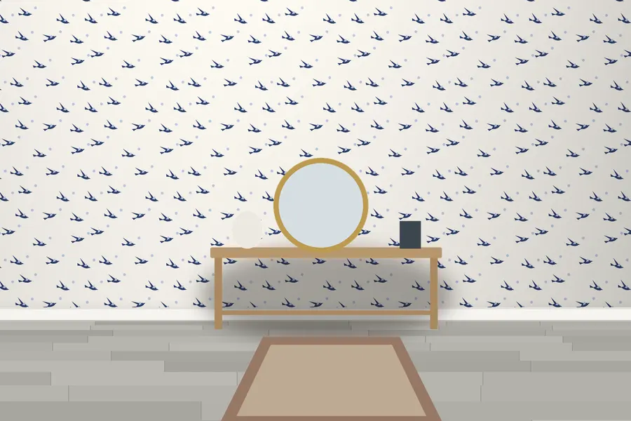 Wickham Flying Crane Wallpaper in a room