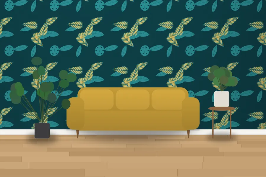 Lawson Palm Leaf Wallpaper in a room