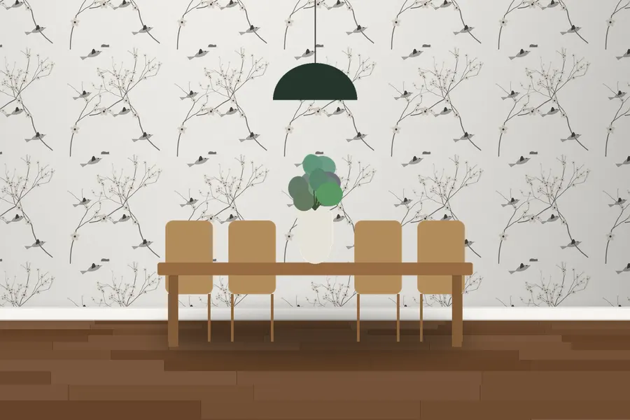 Galloway Blossom Branch Wallpaper in a room