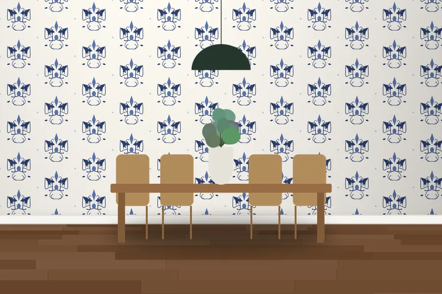 Poppleton Classic Damask Wallpaper in a room