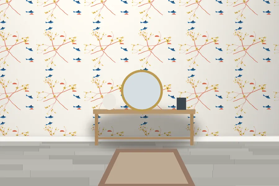 Thorne Garden Birds Wallpaper in a room