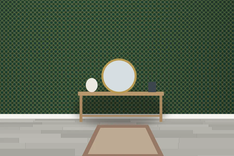 Hawthorne Interlocking Circle Wallpaper in a room