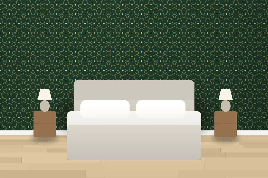 Galloway Ogee Trellis Wallpaper in a room