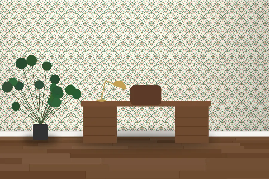 Thornbury Seigaiha Wave Wallpaper in a room