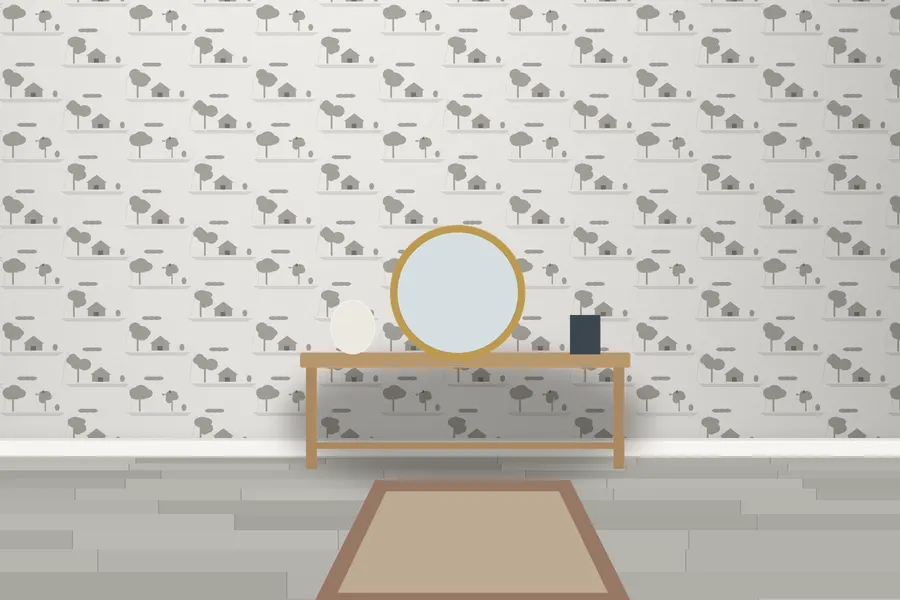 Lumley Village Toile Wallpaper in Stone Grey