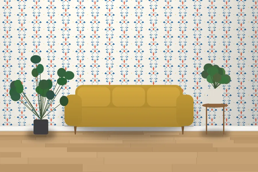 Brook Baroque Damask Wallpaper in a room