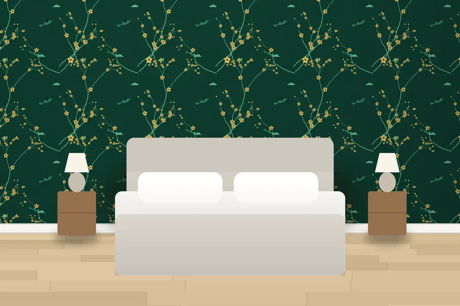 Lister Songbird Wallpaper in Emerald Gold