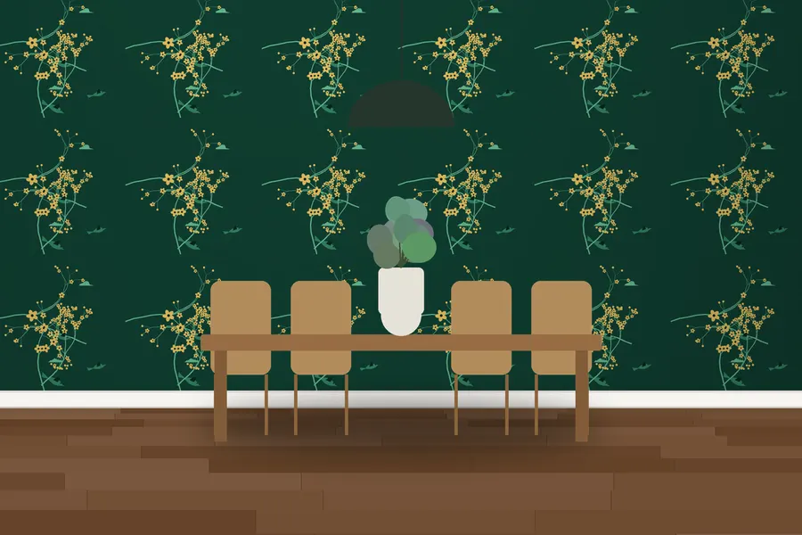 Gresham Blossom Branch Wallpaper in Emerald Gold