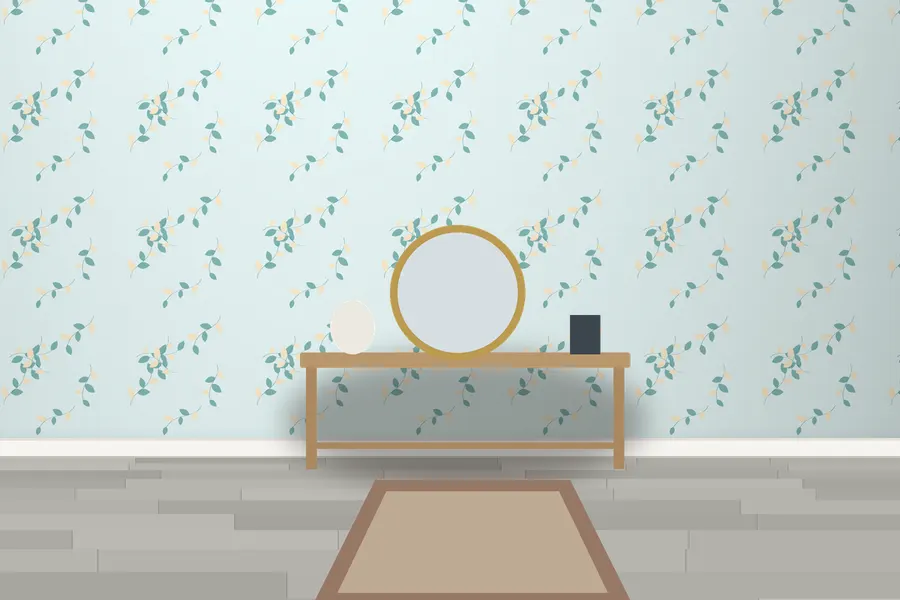 Kestrel Leaf Sprig Wallpaper in a room