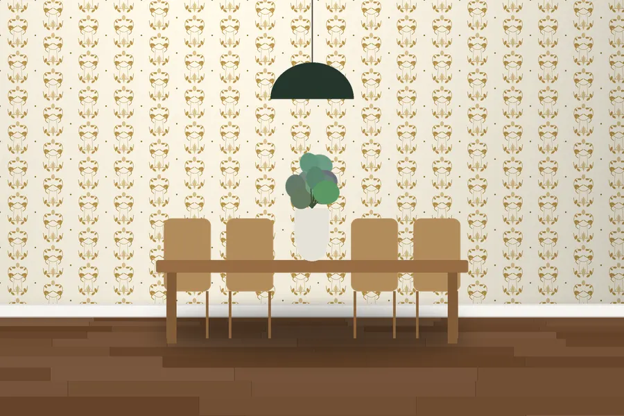 Perrin Classic Damask Wallpaper in a room