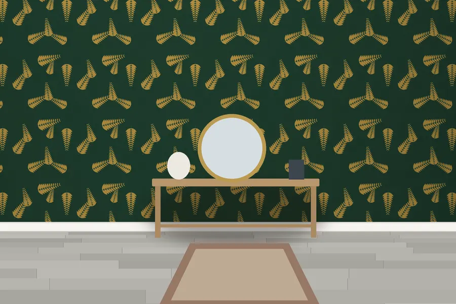 Carlton Fern Wallpaper in Bottle Green Brass