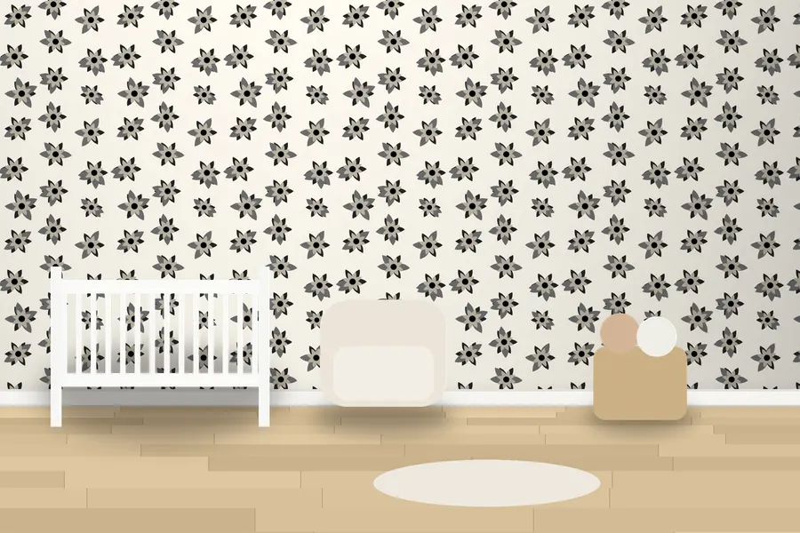 Dunmore Rosette Floral Wallpaper in a room