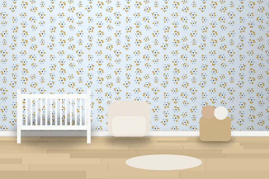 Bramley Rosette Floral Wallpaper in a room