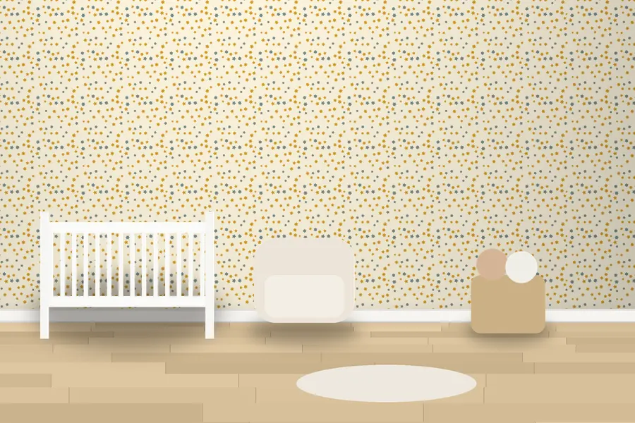 Sterling Ditsy Floral Wallpaper in a room