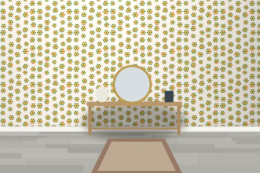 Tulip Blooms Wallpaper in a room