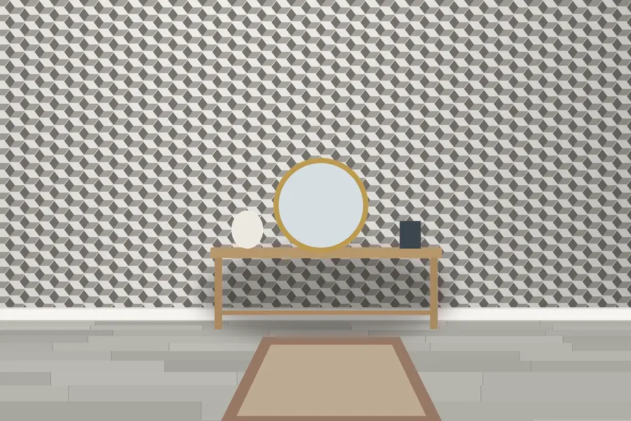 Locke Tumbling Block Wallpaper in a room