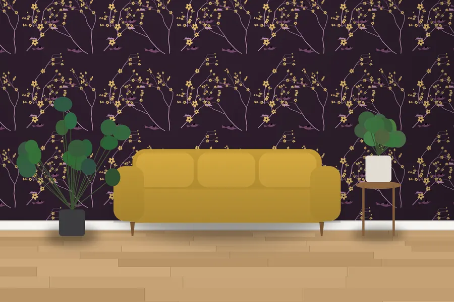 Cadogan Songbird Wallpaper in Dusky Plum