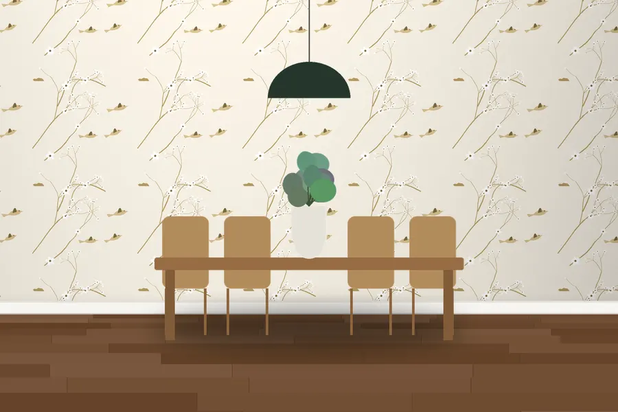 Hudson Songbird Wallpaper in Champagne
